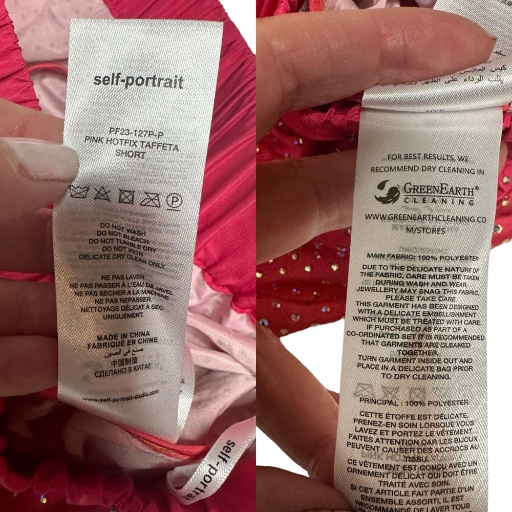 NWT Self Portrait Pink Ombré Crystal Embellished Hotfix Taffeta Shorts 2 - Picture 7 of 16